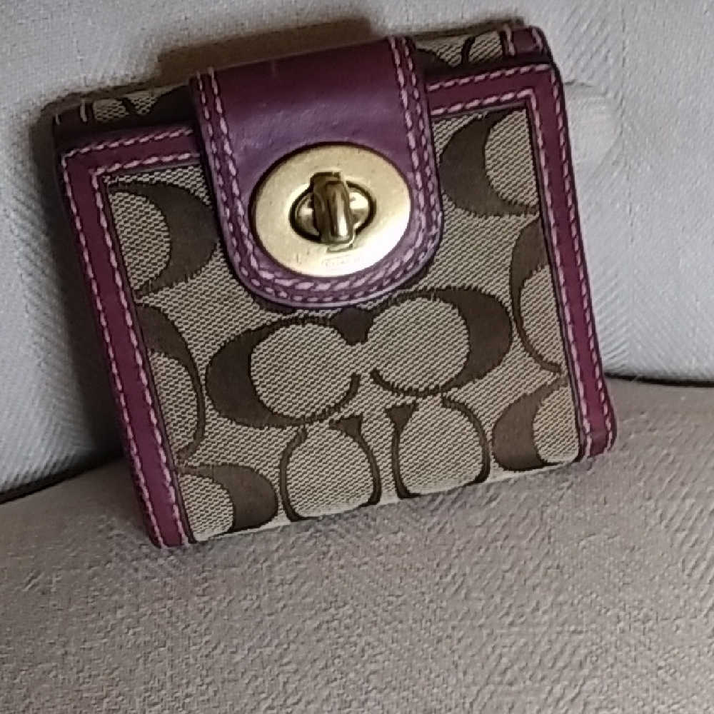Coach Tan and Purple Wallet